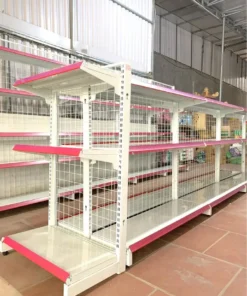 Mẫu kệ đôi siêu thị 3 tầng hai mặt trưng bày, kích thước c1240 x d700 x r760.