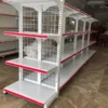 Kệ đôi siêu thị 4 tầng màu trắng cho thuê, kích thước C1520 x D700 x R760.
