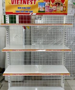 Kệ đơn siêu thị 4 tầng màu trắng cho thuê, kích thước C1520 x D900 x R410.