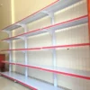 Kệ đơn siêu thị 5 tầng màu trắng xám cho thuê tại triển lãm