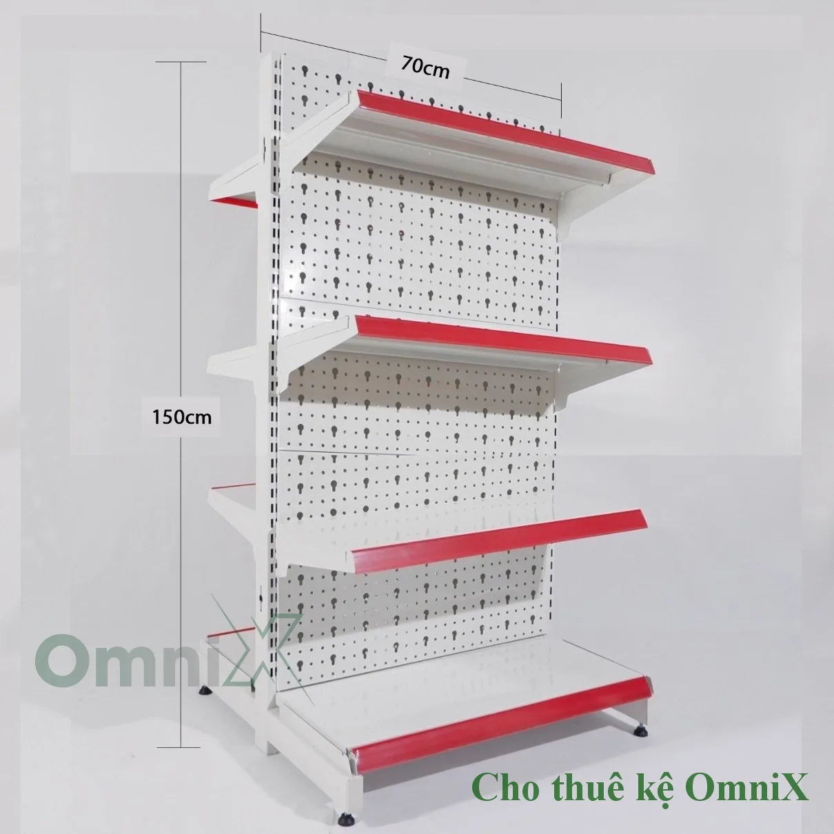 Cho thuê kệ siêu thị đôi tôn đục lỗ trưng bày hàng hóa tại sự kiện