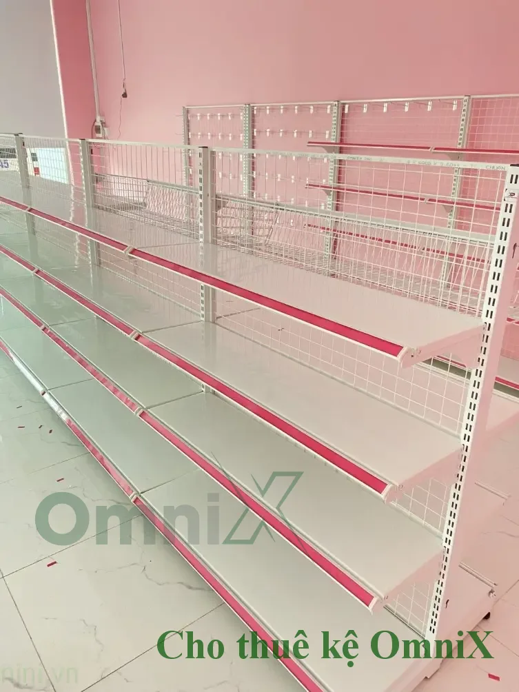 Cho thuê kệ trưng bày sản phẩm màu trắng nhiều tầng dùng cho gian hàng sự kiện