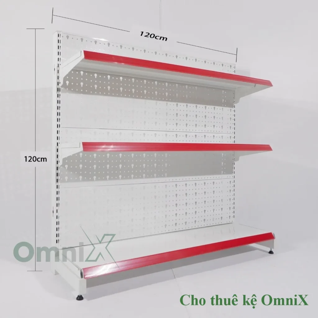 Cho thuê Mẫu kệ siêu thị 3 tầng thiết kế nhỏ gọn