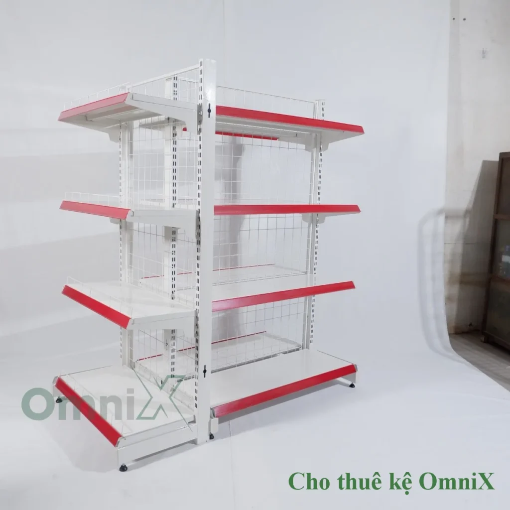 Kệ trưng bày mâm tôn màu trắng nhiều tầng phục vụ cho thuê sự kiện tại TPHCM